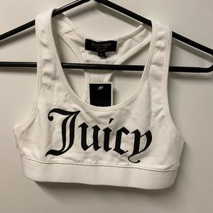 NWT juicy couture white sports bra racer back